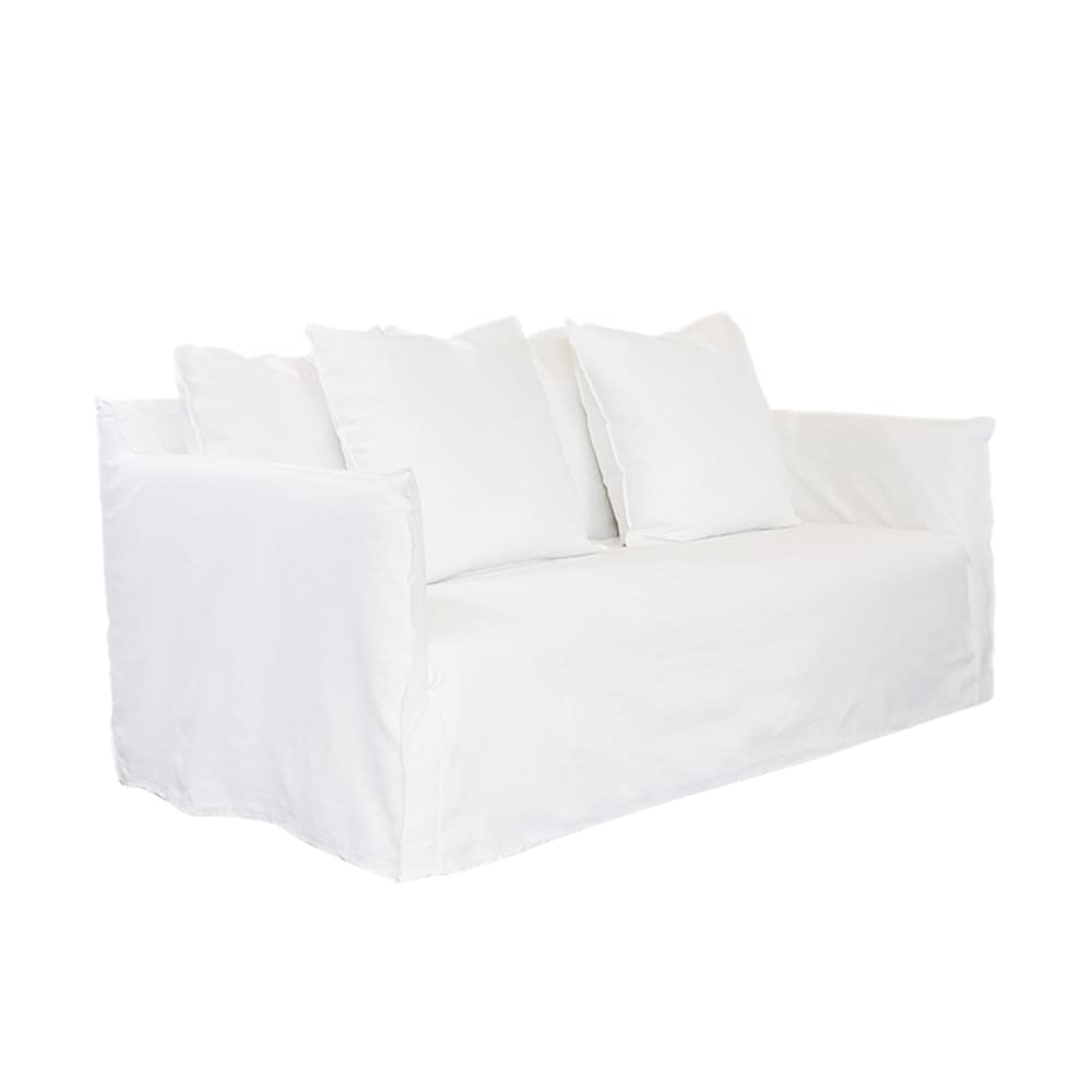 Como Linen Deep Sofa Pure White - 2.5 Seater color Linen Pure White