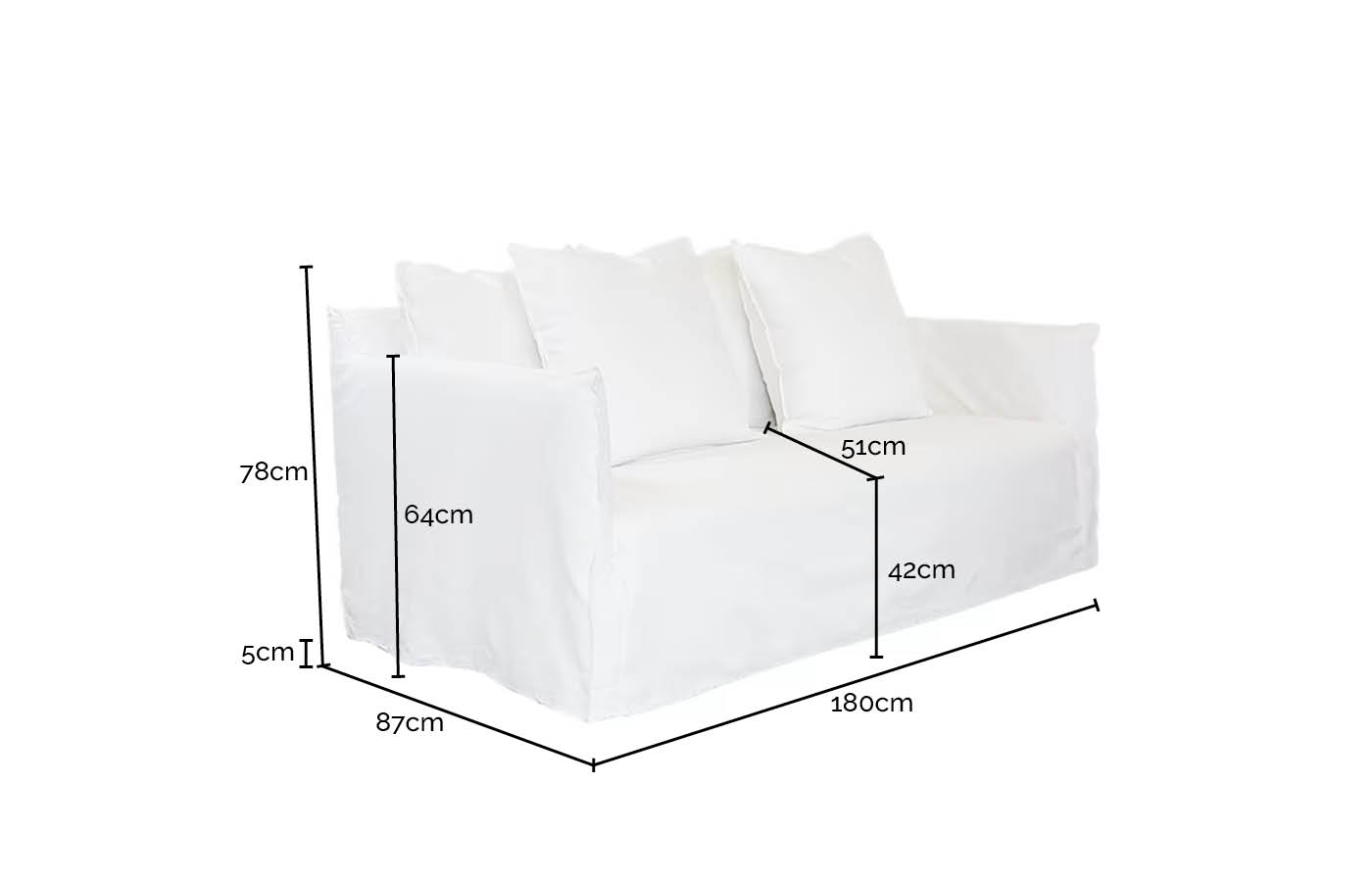 Como Linen Sofa Pure White - 2.5 Seater color Linen Pure White
