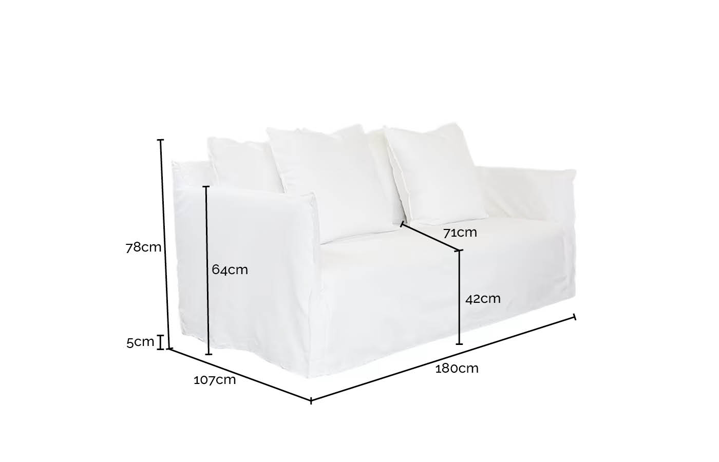 Como Linen Sofa Pure White - 2.5 Seater color Linen Pure White