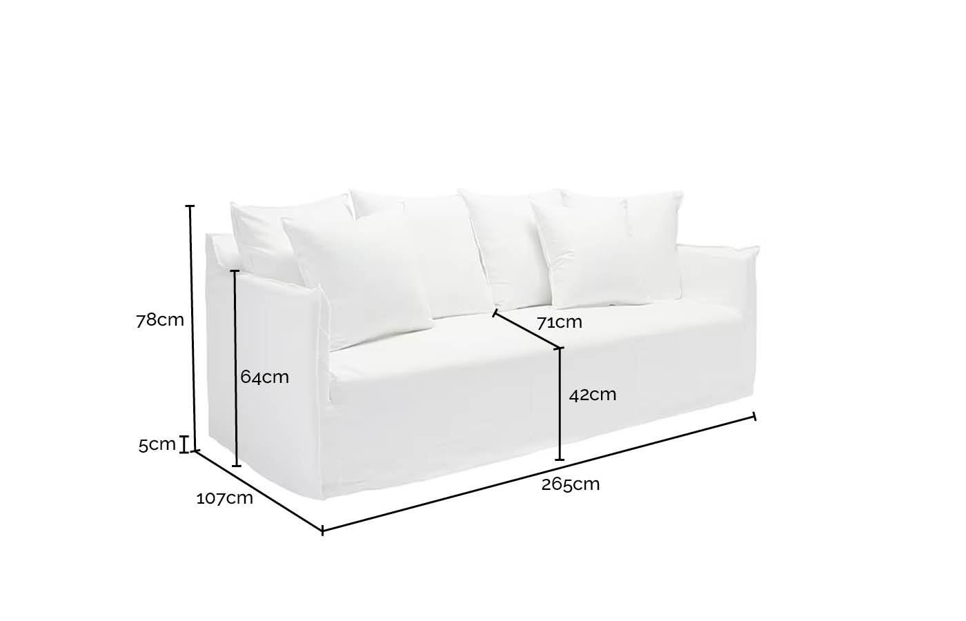 Como Linen Deep Sofa Cocoa - 3.5 Seater color Linen Cocoa