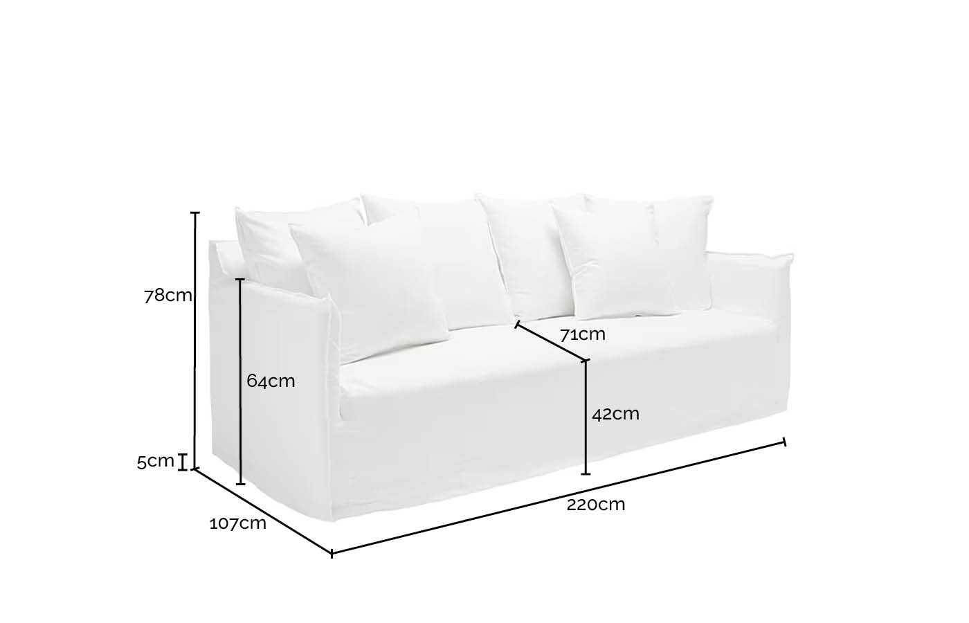 Como Linen Deep Sofa Cocoa - 3 Seater color Linen Cocoa