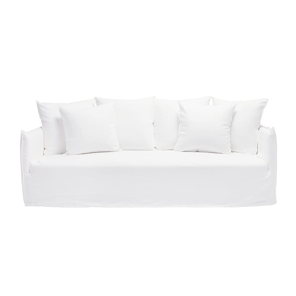 Como Linen Standard Sofa Pure White - 3.5 Seater color Linen Pure White