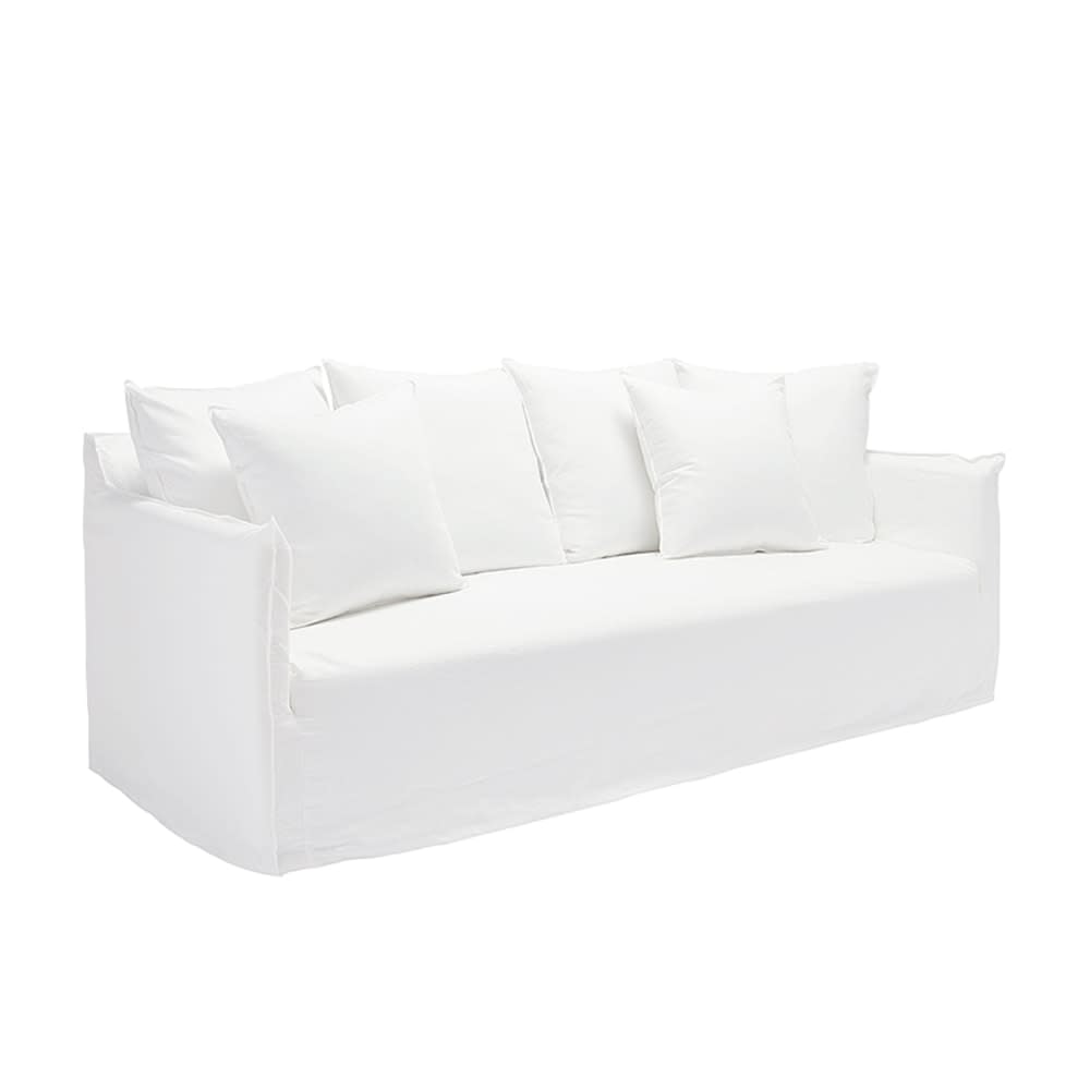 Como Linen Sofa Pure White - 3.5 Seater color Linen Pure White