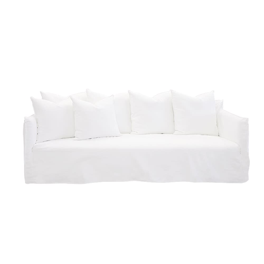 Como Linen Deep Sofa Pure White - 3 Seater color Linen Pure White