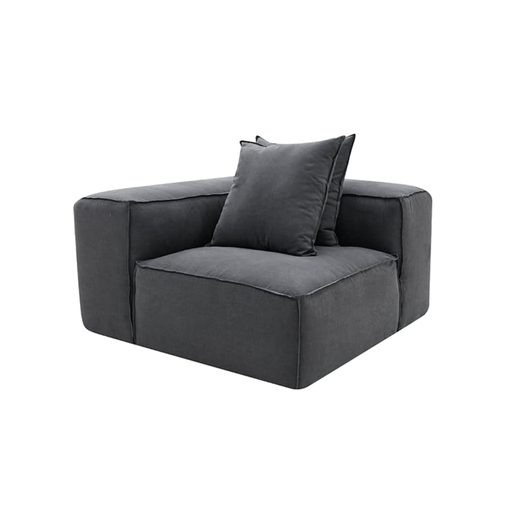 Riley Linen Charcoal Module Corner Slip Cover color Charcoal