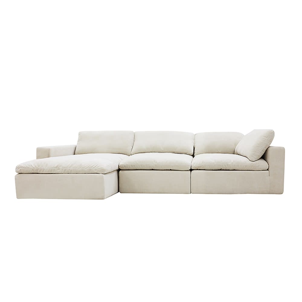 Cloud Deep Muse Flax Modular Sofa - 3 Seater Chaise color Muse Flax