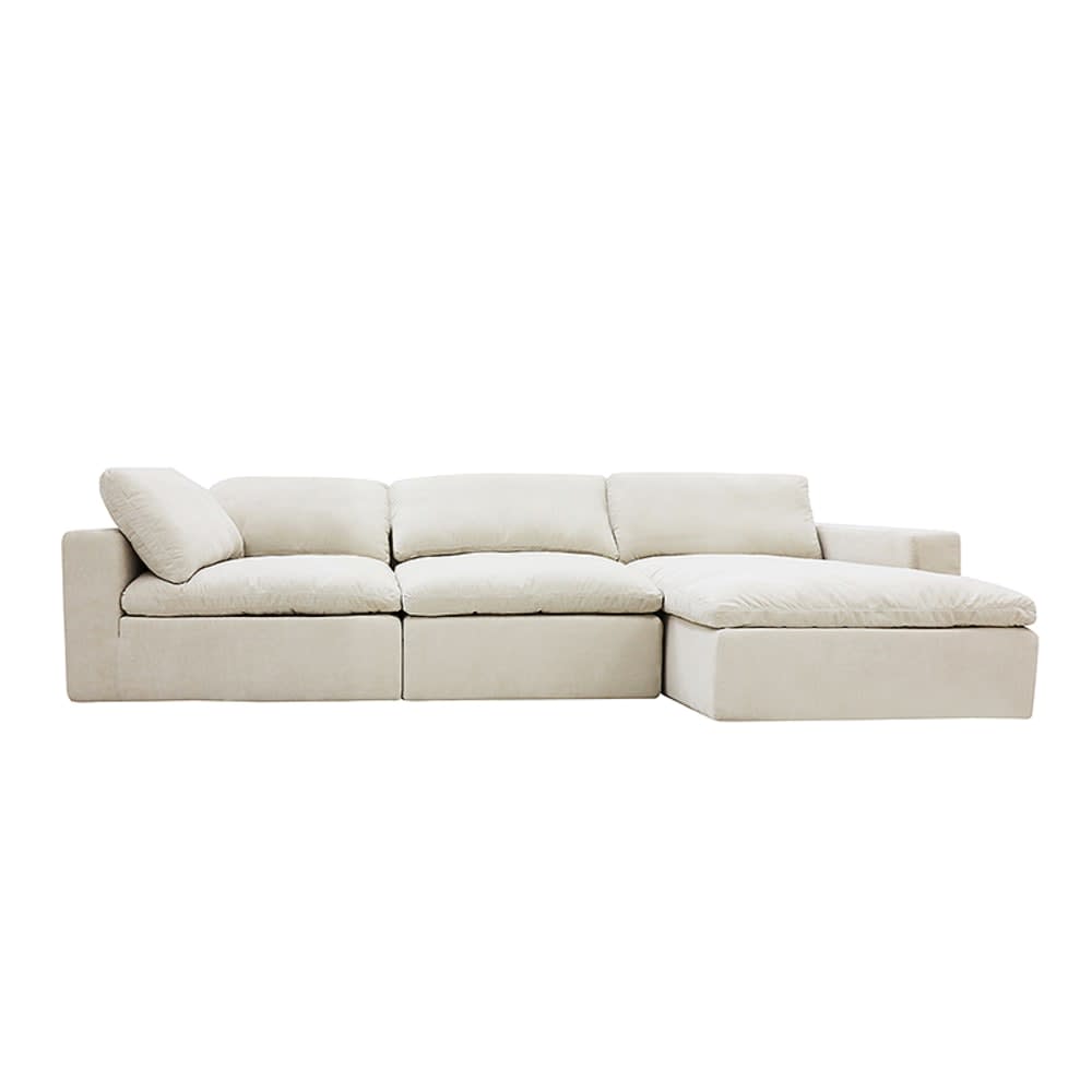 Cloud Deep Muse Flax Modular Sofa - 3 Seater Chaise color Muse Flax