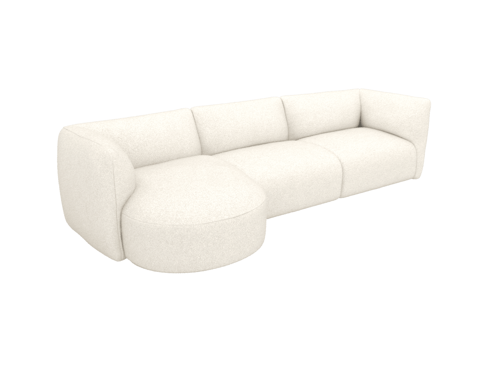 Dillon Boucle Ivory Round Chaise Sofa - 3 Seater color Boucle Ivory
