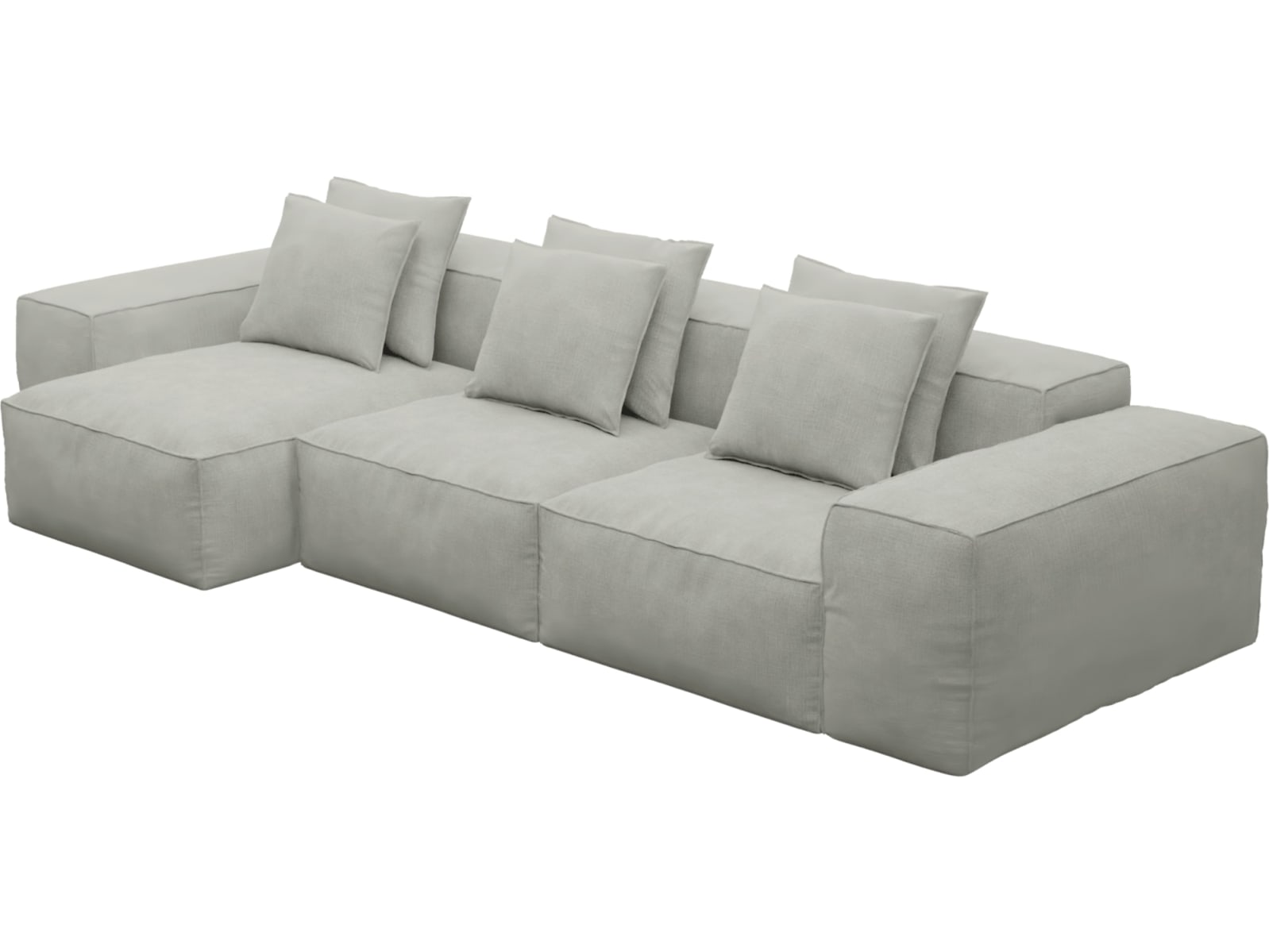 Riley Toorak Pebble Modular Sofa - 3 Seater Chaise color Toorak Pebble