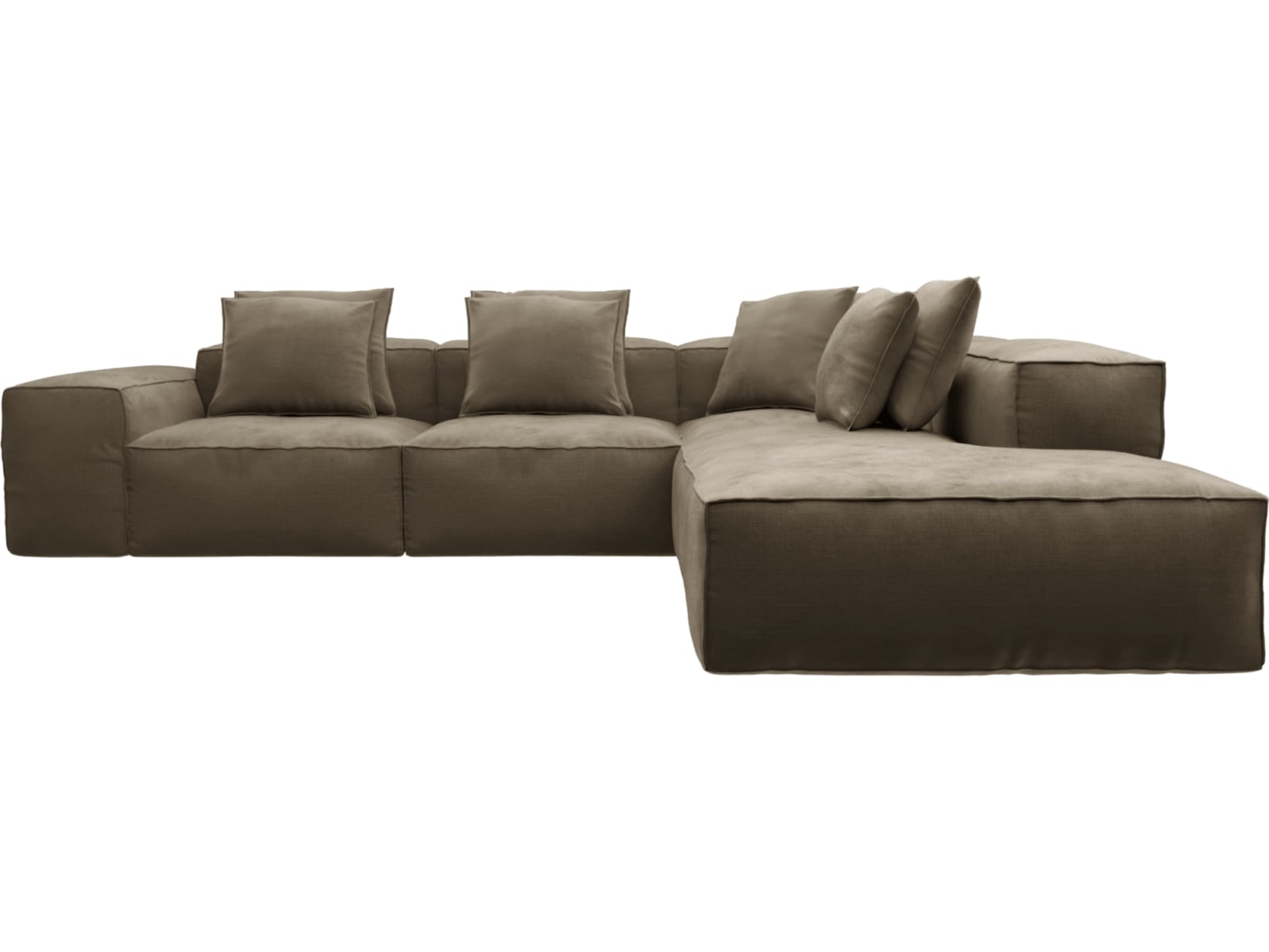 Riley Tribute Walnut Modular Sofa - Arm, 2x Armless, Corner, Right Terminal color Tribute Walnut