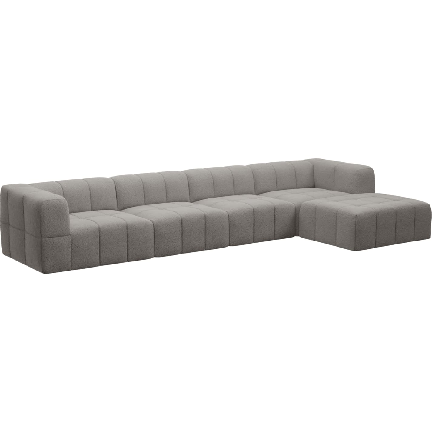 Lucello Boucle Pumice Modular Sofa with Ottoman - 5 Piece color Boucle Pumice