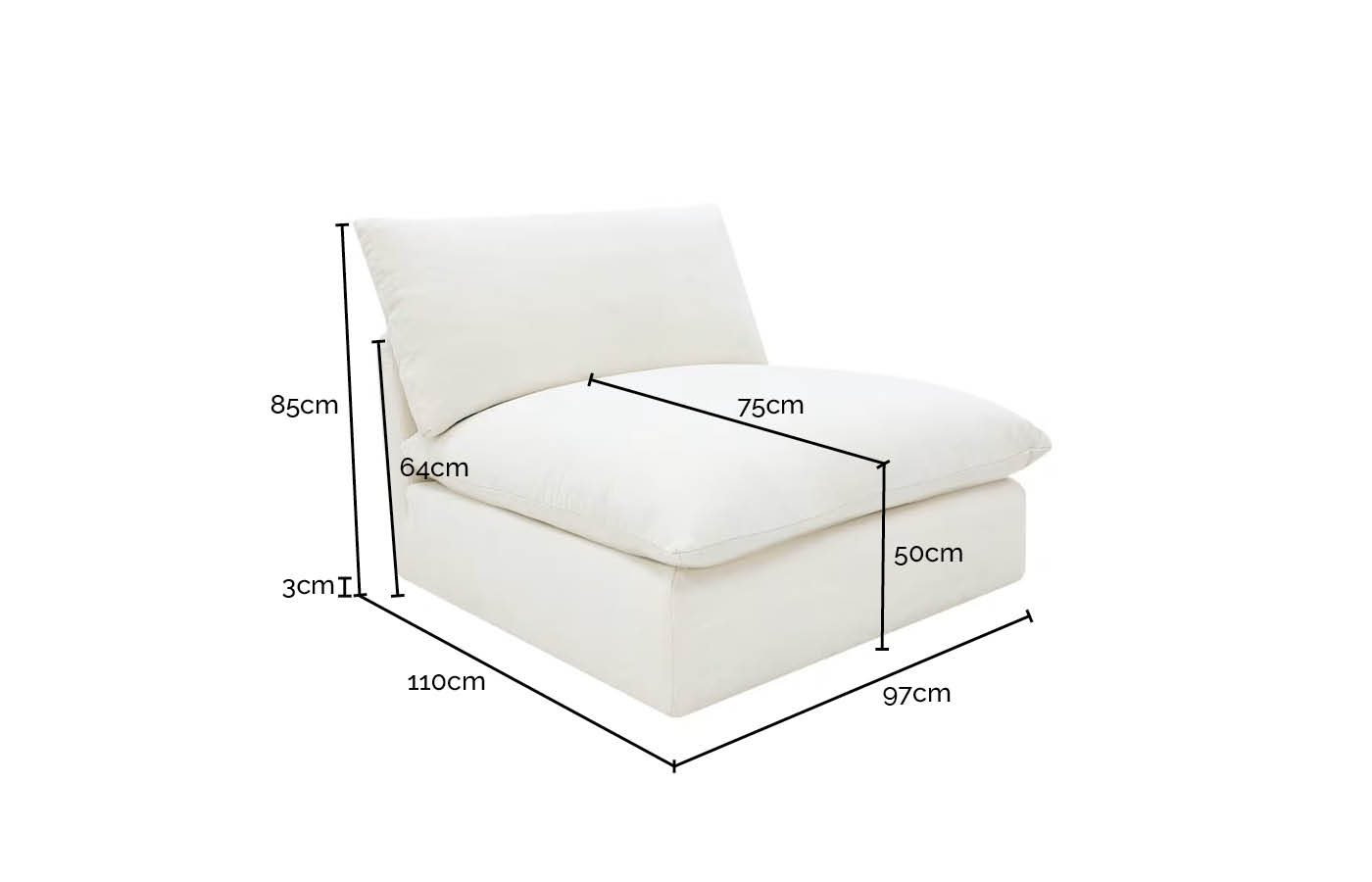 Willow Tribute Chestnut Armless Sofa Module color Tribute Chestnut