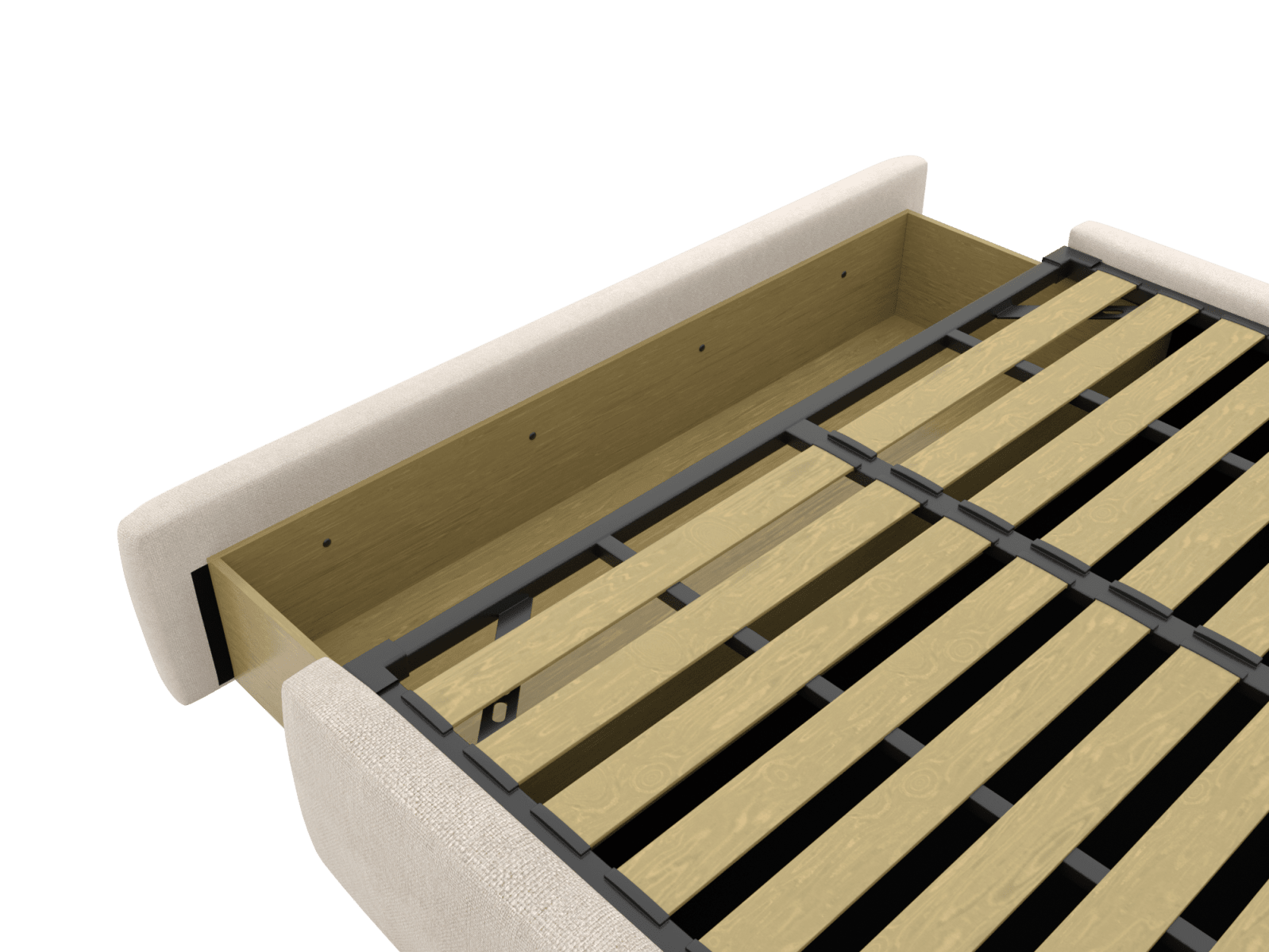 Lucy Drawer Bed View Cream color View Cream