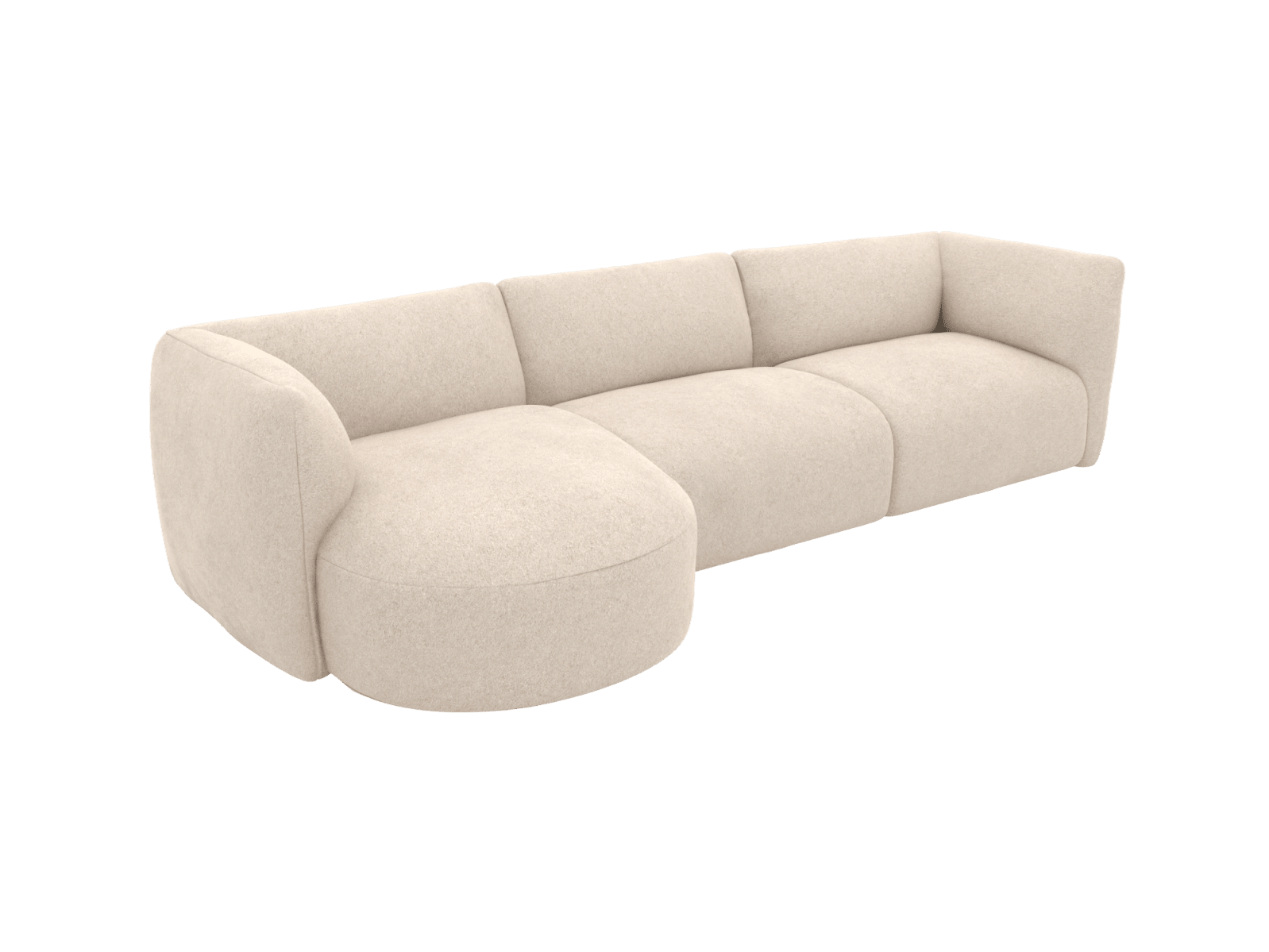 Dillon Avon Taupe Round Chaise Sofa - 3 Seater color Avon Taupe