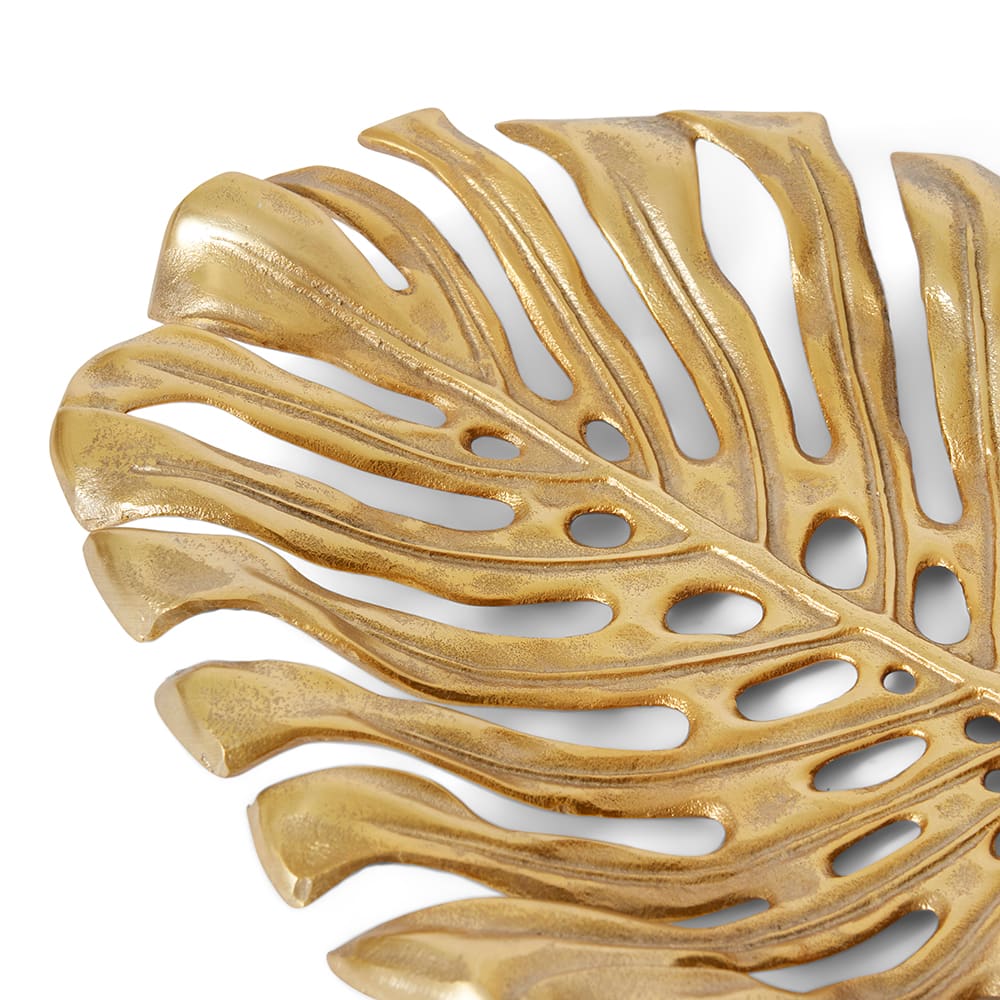 Monstera Leaf Tray Gold - 36cm x 28cm color Gold