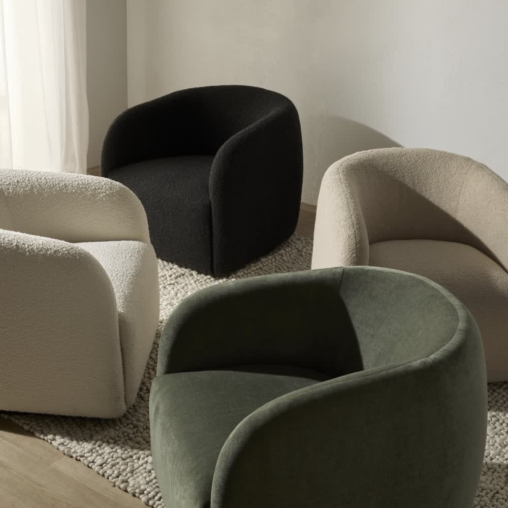 Decker Boucle Ivory Swivel Chair color Boucle Ivory