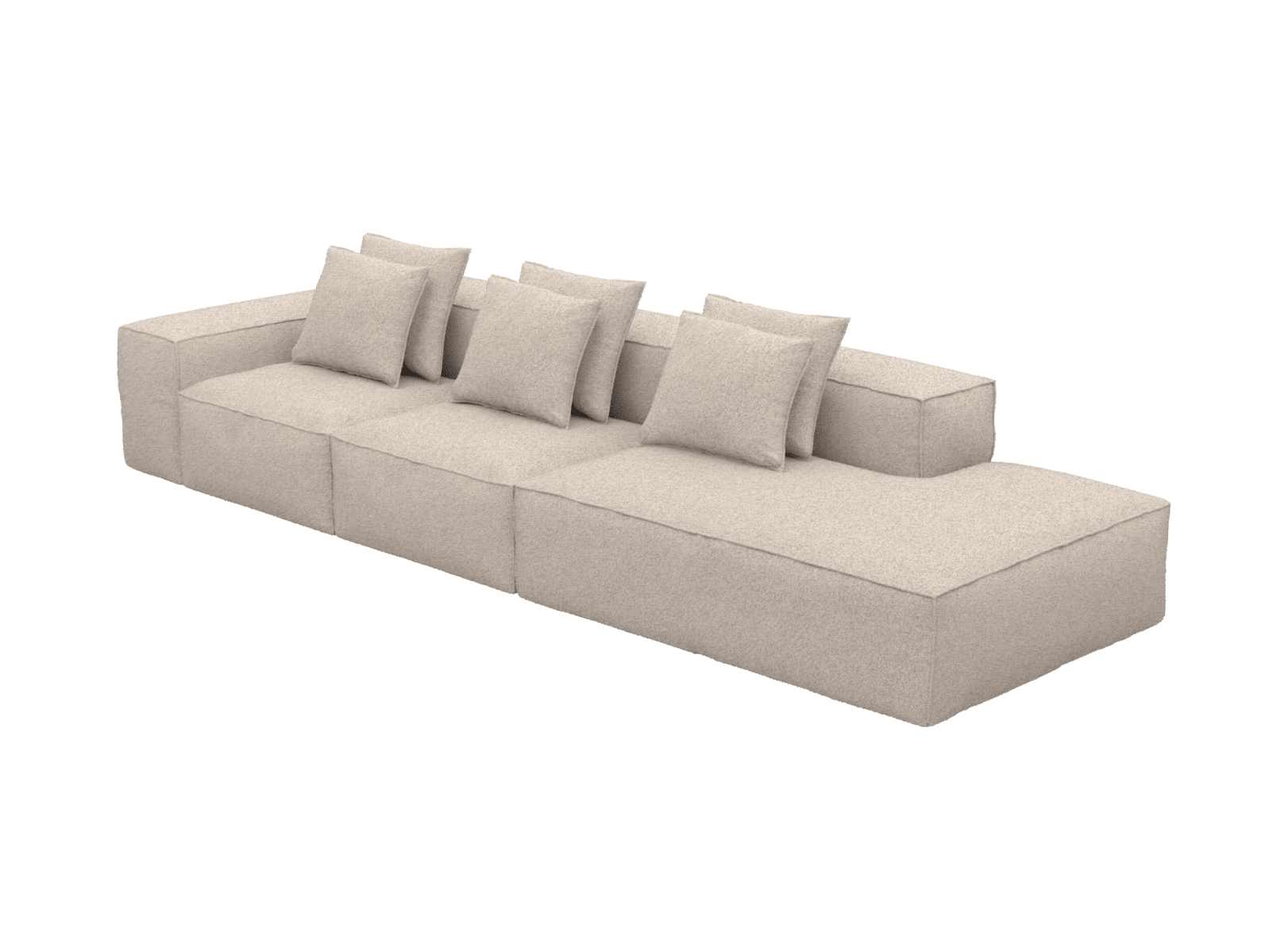 Riley Boucle Pumice 4 Seater Terminal Right Modular Sofa color Boucle Pumice