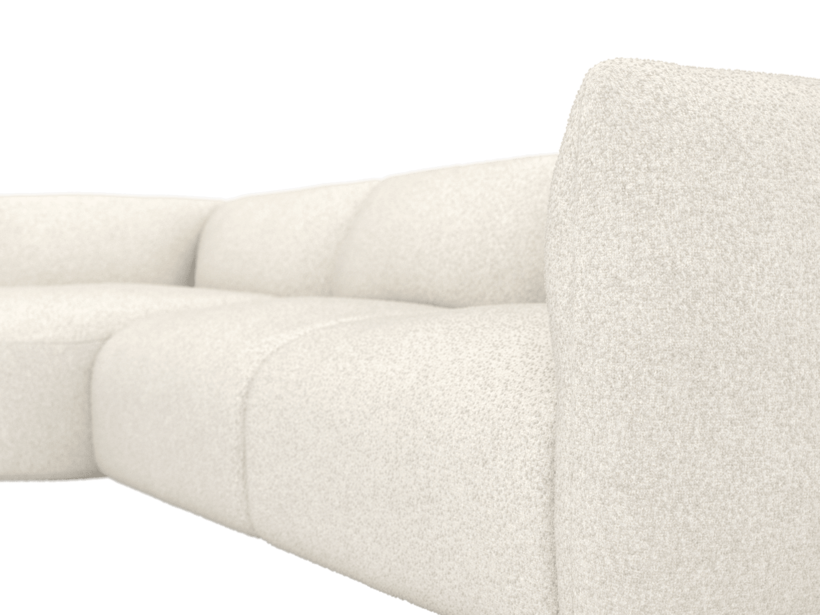 Dillon Boucle Ivory Round Chaise Sofa - 3 Seater color Boucle Ivory