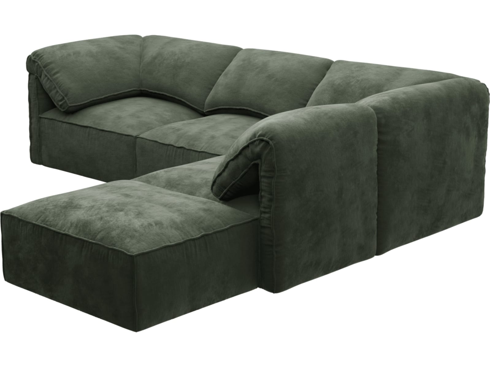 Kai Muse Forest Modular Sofa - 4 Seater and Ottoman color Muse Forest