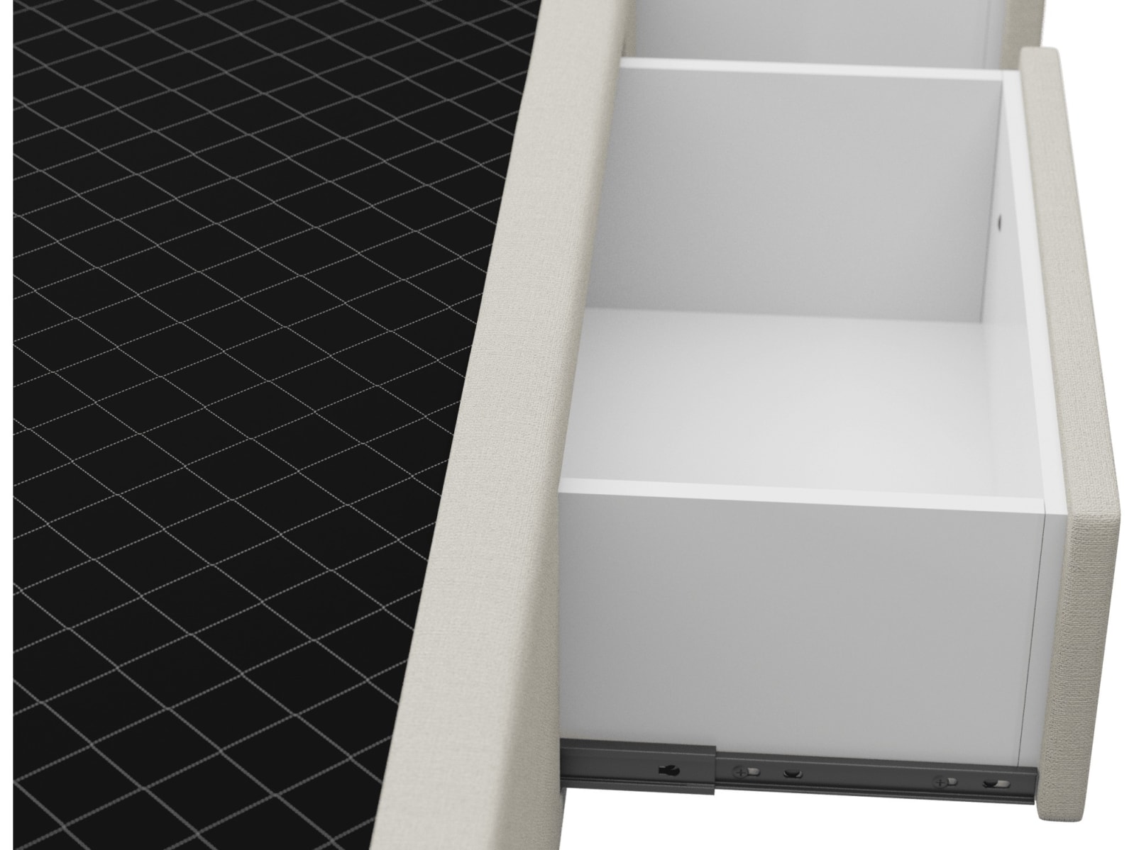 Zenith Storage Drawer Bed Base View Cream color View Cream