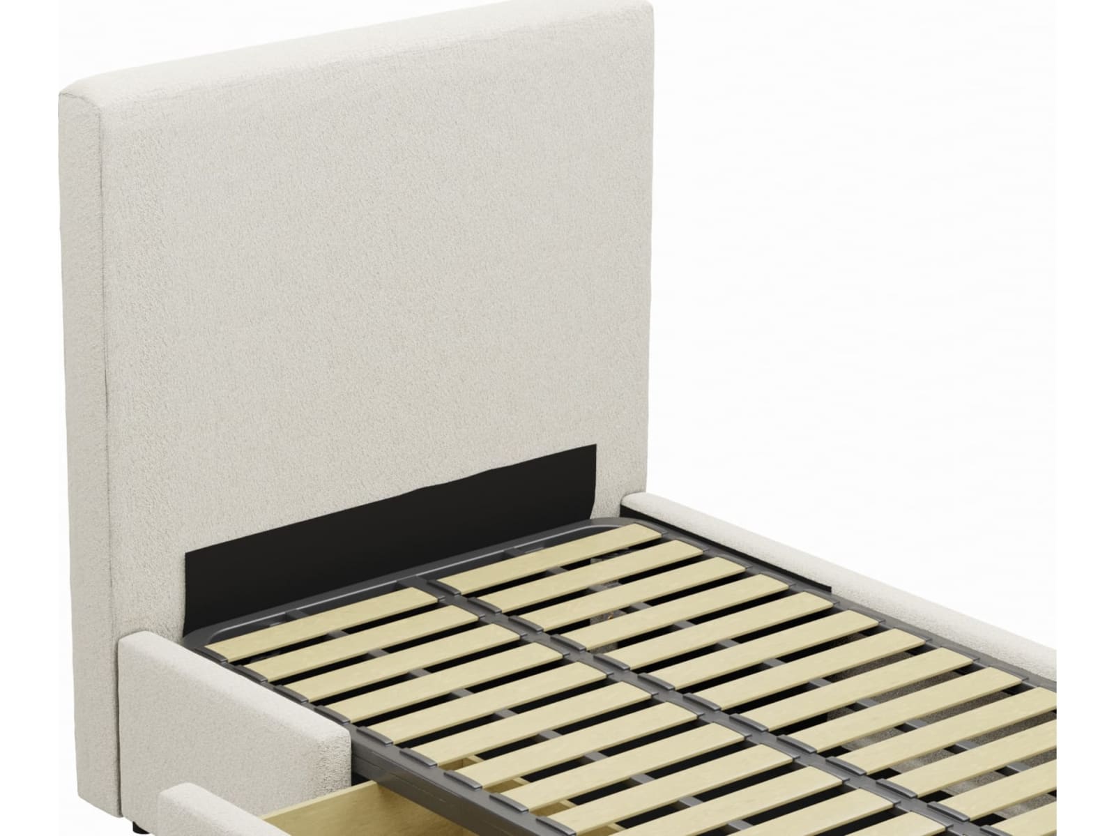 Aria Boucle Ivory Left Drawer Storage Bed color Boucle Ivory