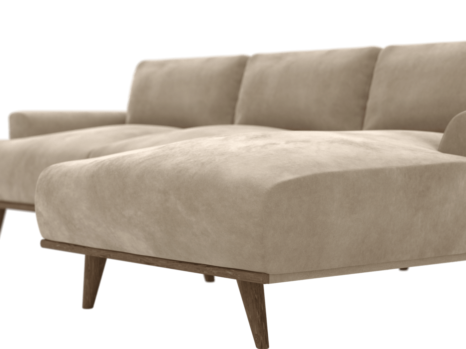 Dane Muse Soft Brown Chaise Sofa - 3 Seater color Muse Soft Brown