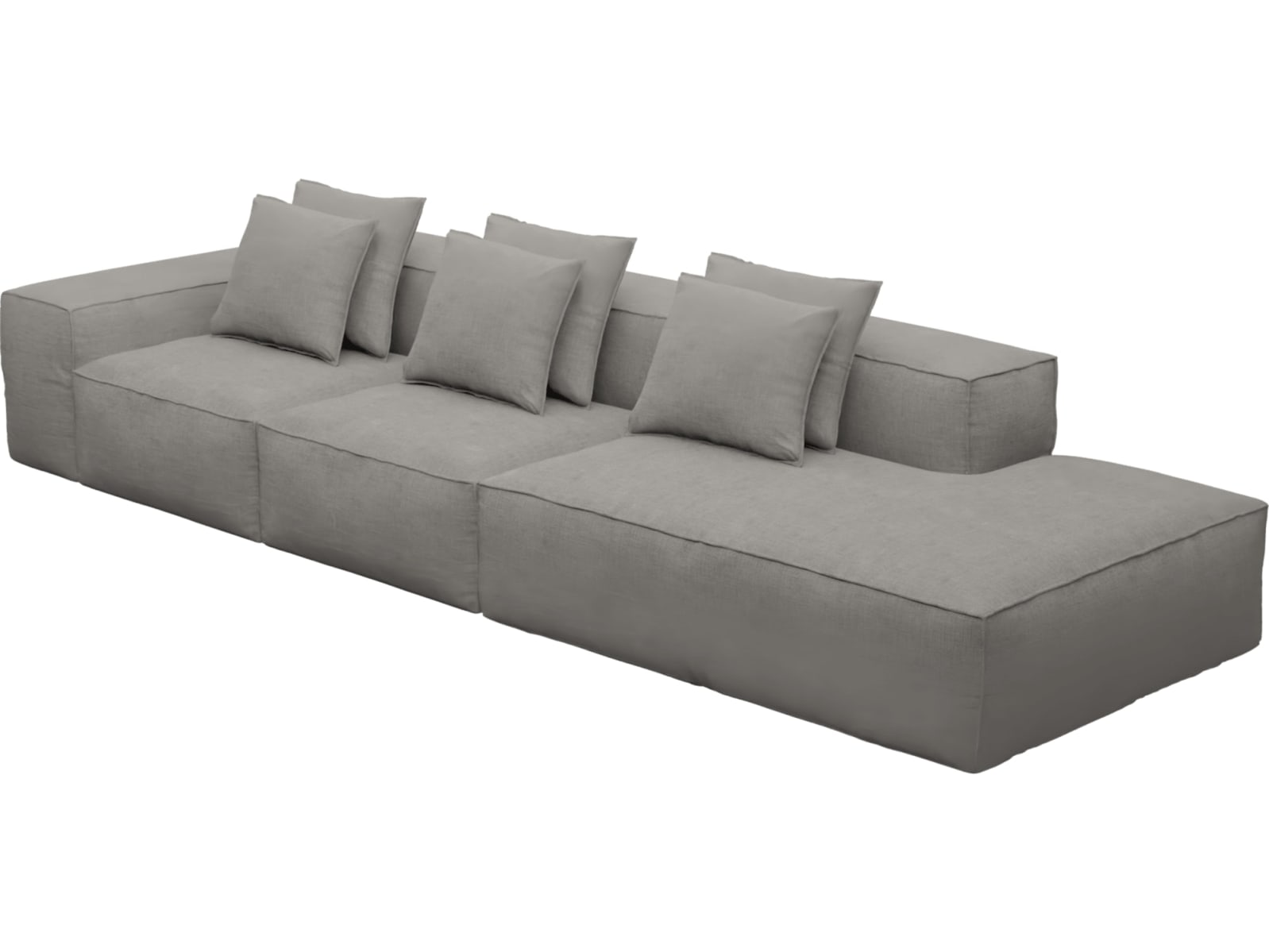 Riley Isla Soft Grey Modular Sofa - 1x Arm, 2x Armless, 1x Right Terminal color Isla Soft Grey