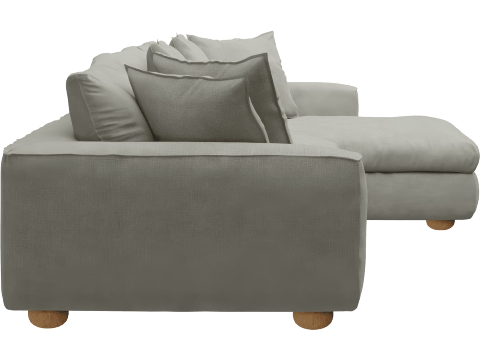 Tully Toorak Pebble Chaise Sofa - 3 Seater color Toorak Pebble