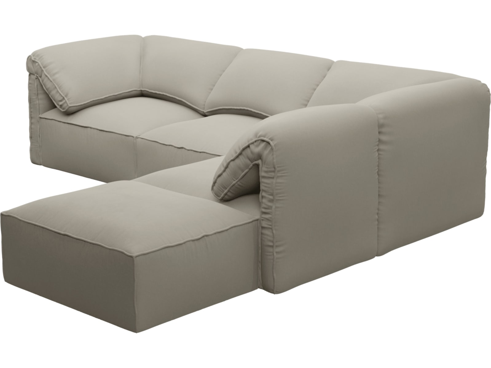 Kai Plaza Natural Modular Sofa - 4 Seater and Ottoman color Plaza Natural