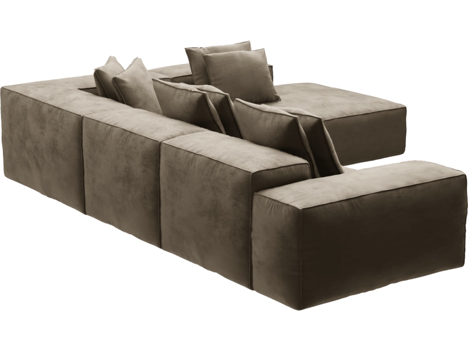 Riley Tribute Walnut Modular Sofa - Arm, 2x Armless, Corner, Right Terminal color Tribute Walnut