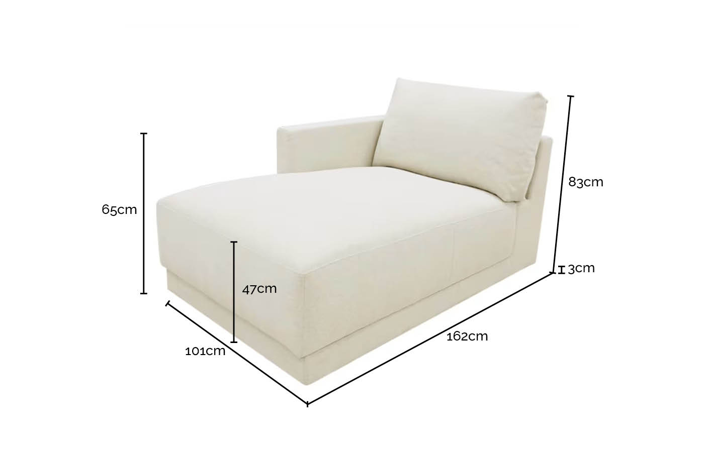 Haven Boucle Ivory Left Arm Facing Chaise Sofa Module color Boucle Ivory