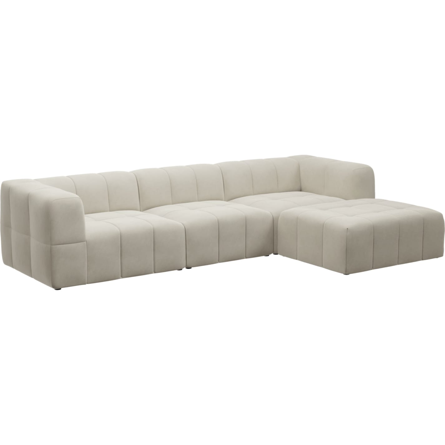Lucello Muse Flax Modular Sofa with Ottoman - 4 Piece color Muse Flax