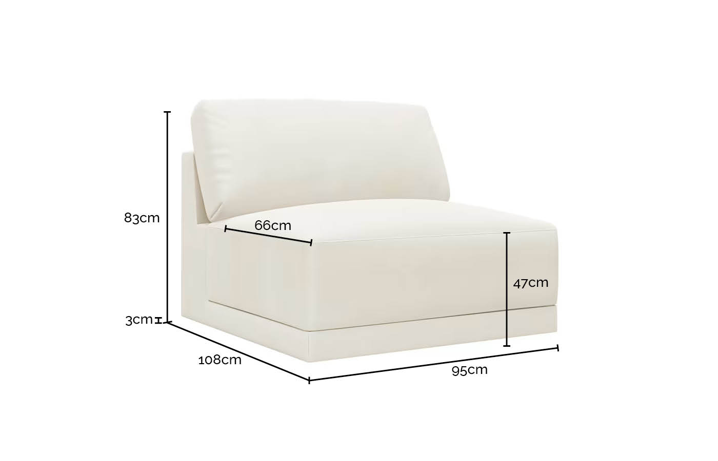 Haven Muse Soft Brown 1 Seater Armless Sofa Module color Muse Soft Brown
