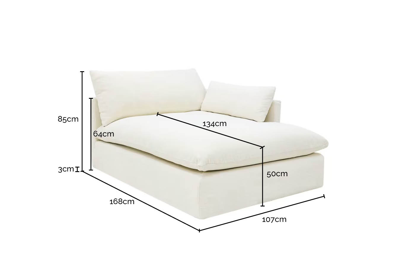 Willow Muse Flax Chaise Right Arm Facing Sofa Module color Muse Flax