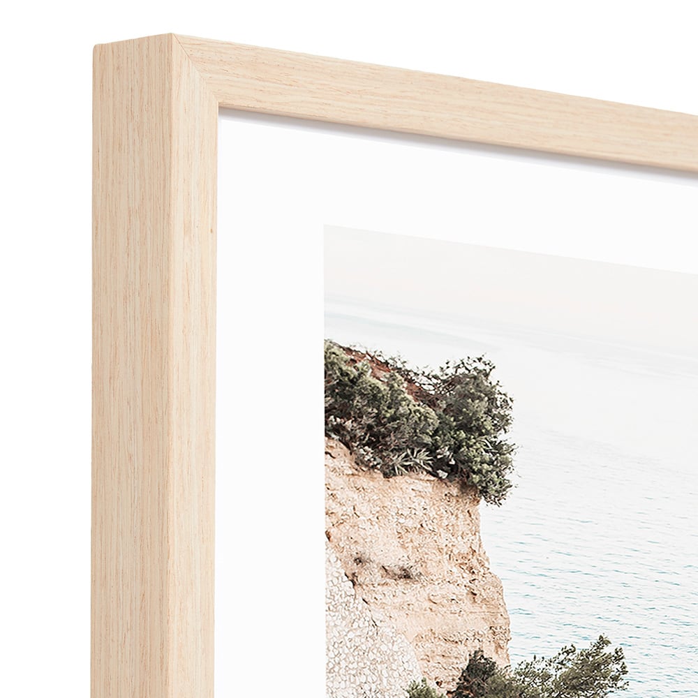 Italian Peninsula Natural Veneer Framed Print - 64cm X 79cm color Blue