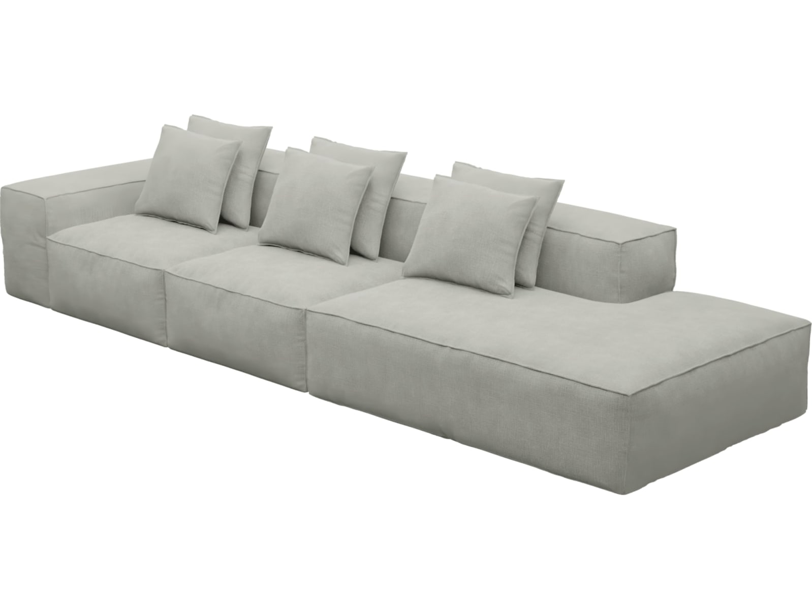 Riley Toorak Pebble Modular Sofa - 1x Arm, 2x Armless, 1x Right Terminal color Toorak Pebble