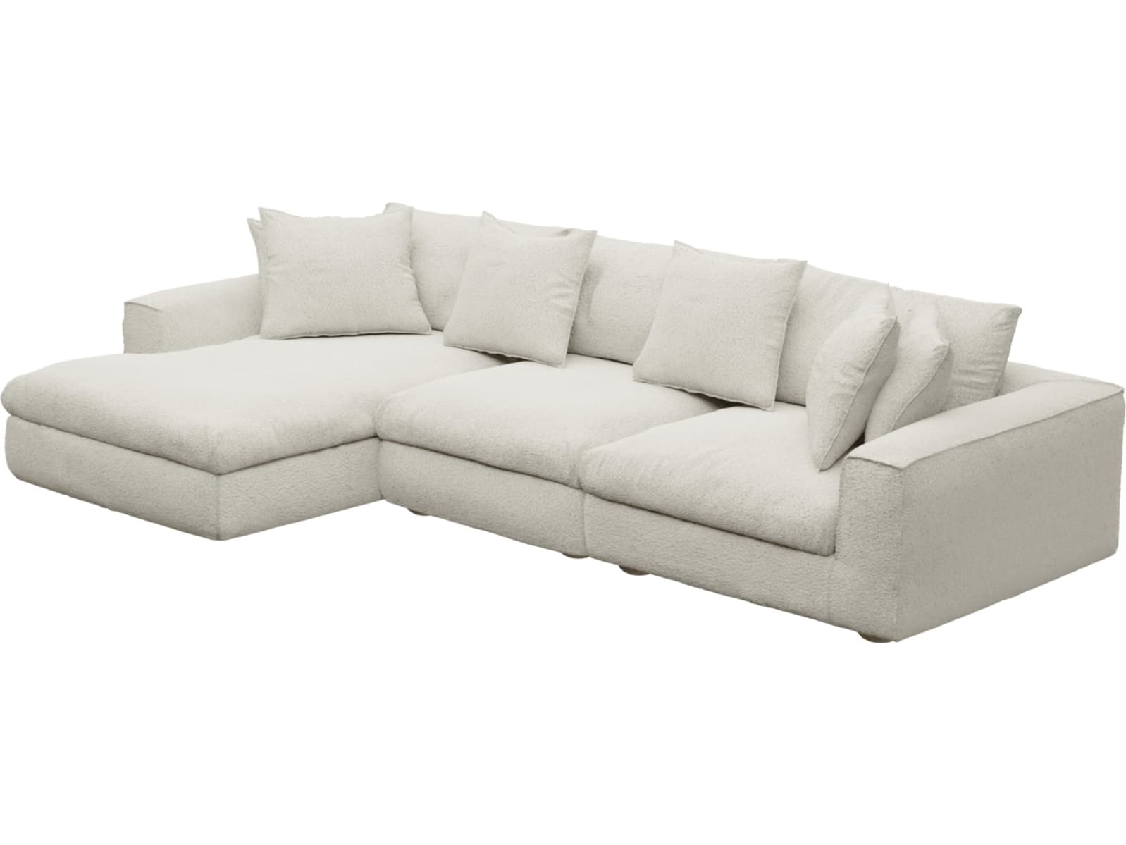 Tully Boucle Ivory Chaise Sofa - 3 Seater color Boucle Ivory