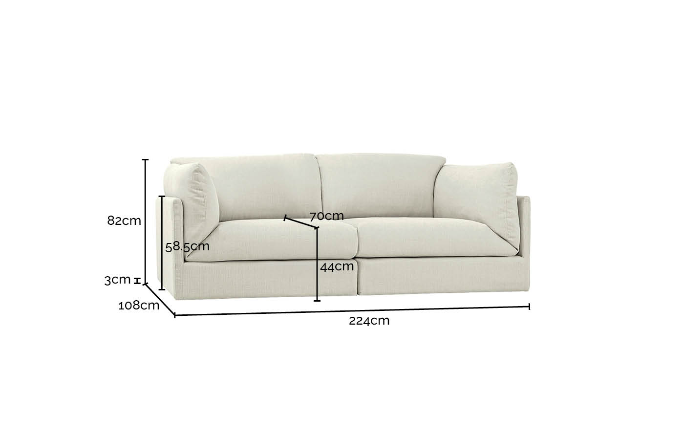 Finley Avon Sage Modular Sofa - 2 Seater color Avon Sage