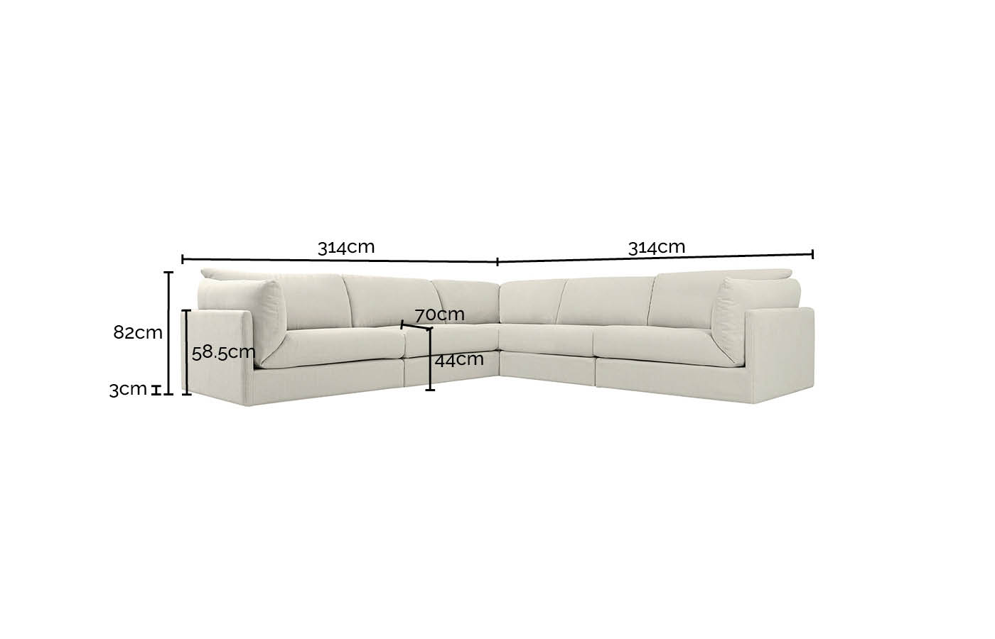 Finley Noa Fog Corner Sofa - 5 Seater color Noa Fog
