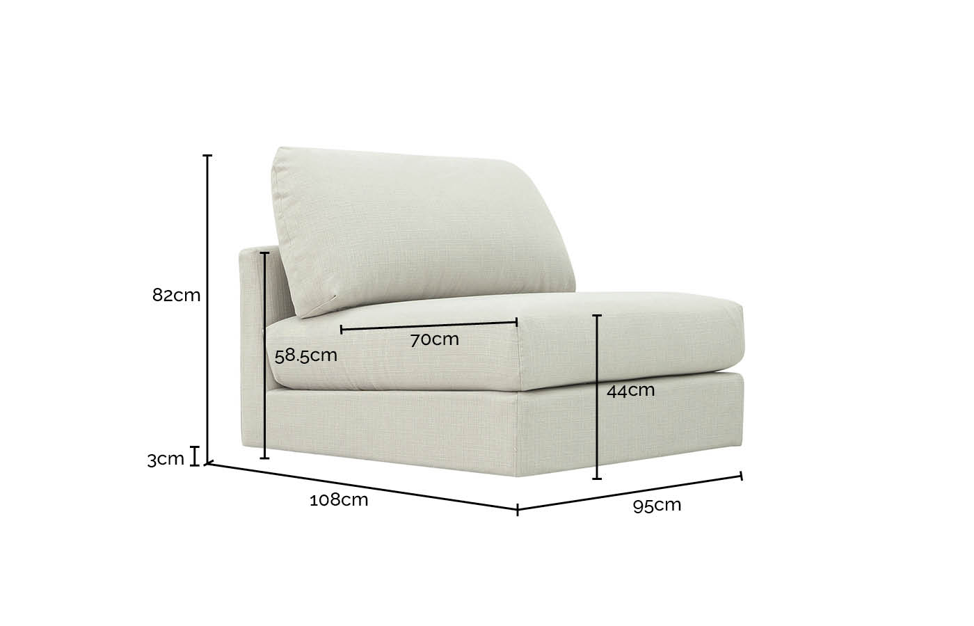 Finley Tribute Ice Armless Sofa Chair Module color Tribute Ice