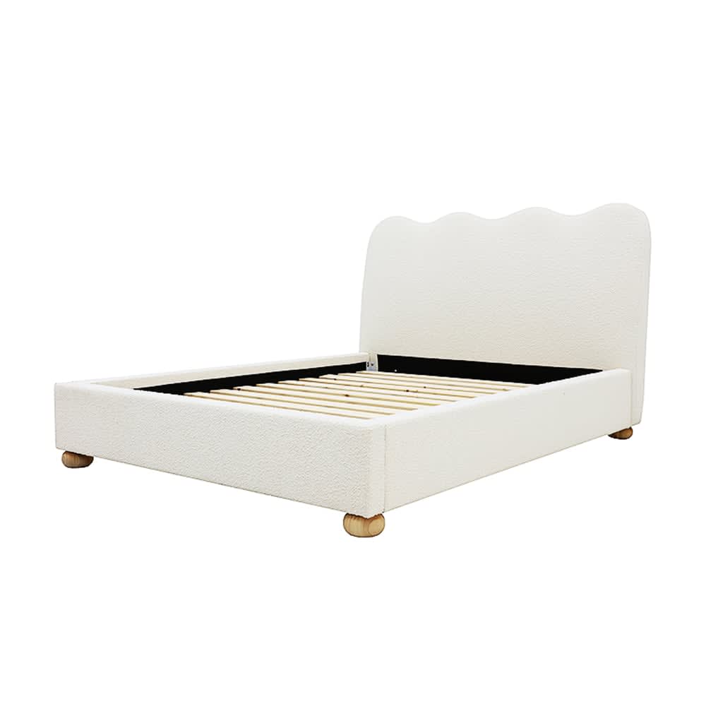 Maeve Wave Boucle Bed Frame Ivory color Ivory