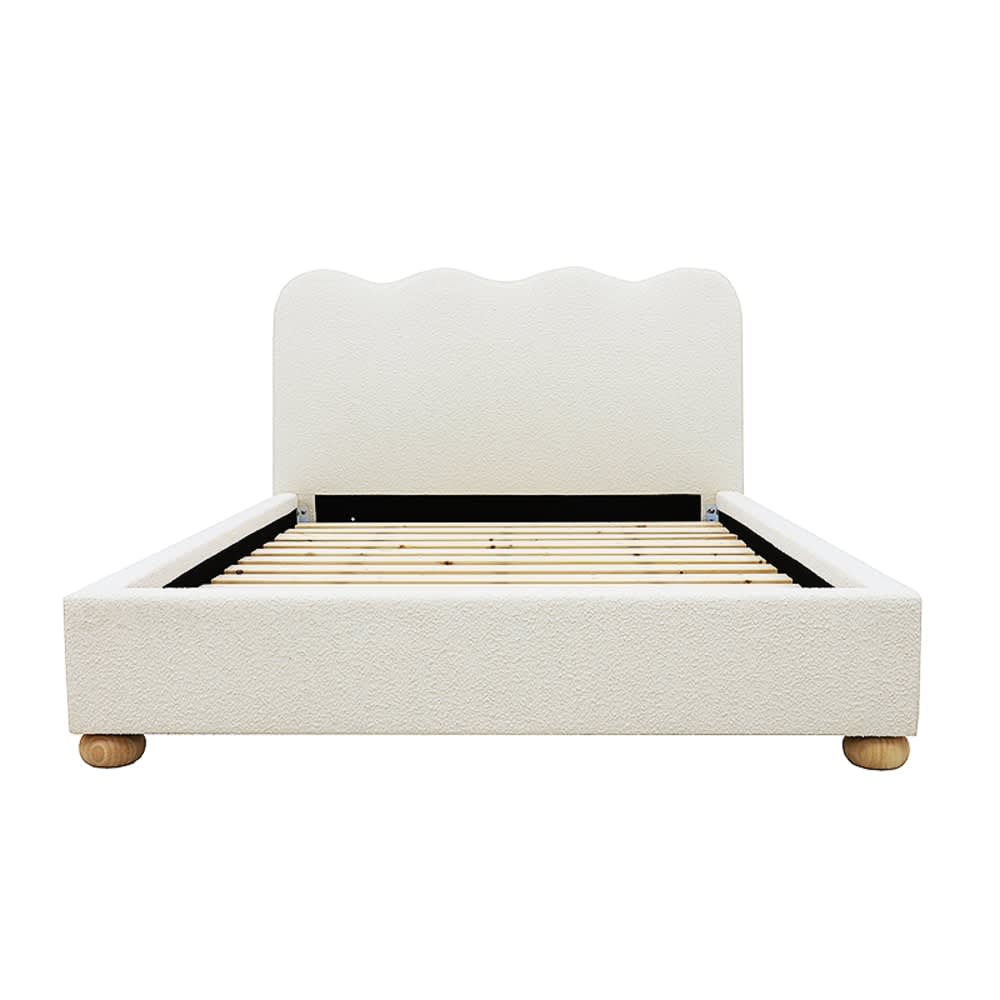 Maeve Wave Boucle Bed Frame Ivory color Ivory