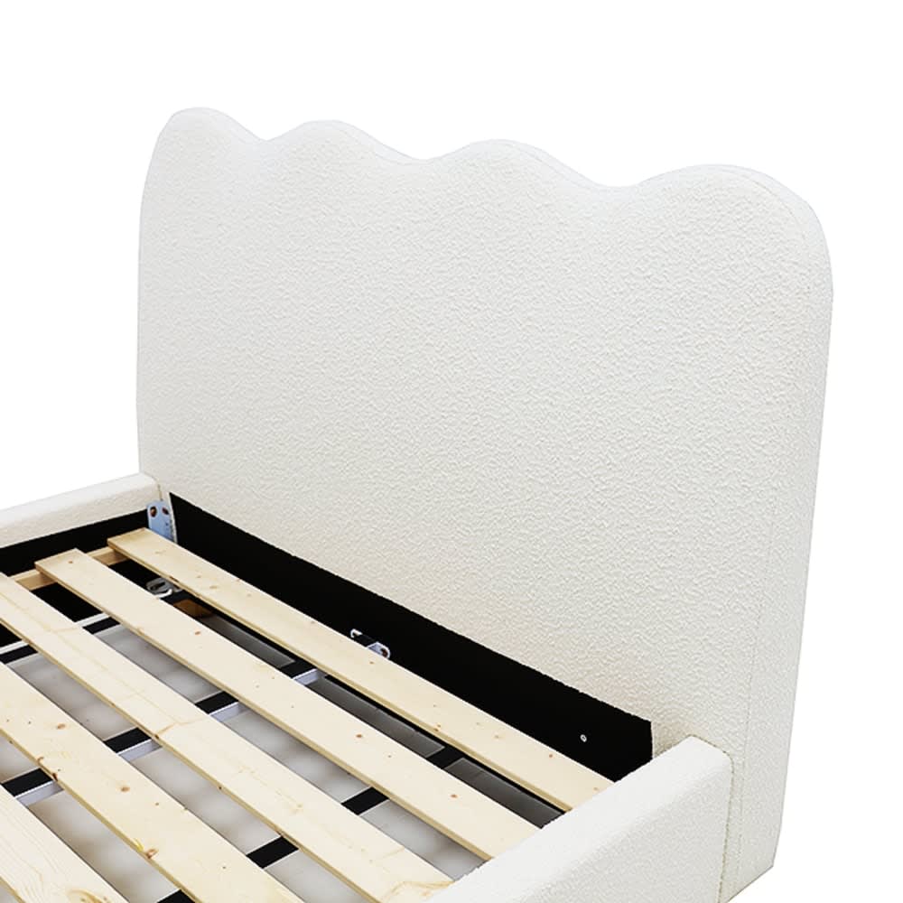 Maeve Wave Boucle Bed Frame Ivory color Ivory