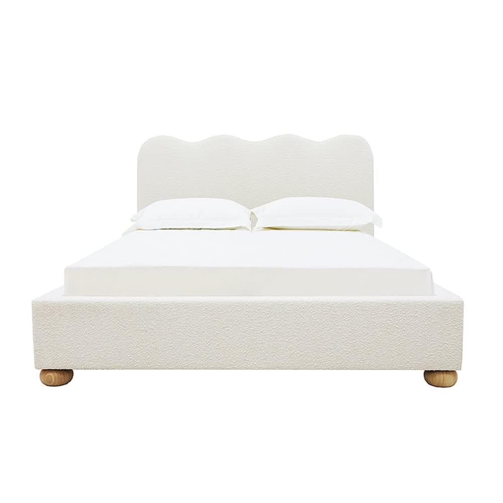 Maeve Wave Boucle Bed Frame Ivory color Ivory