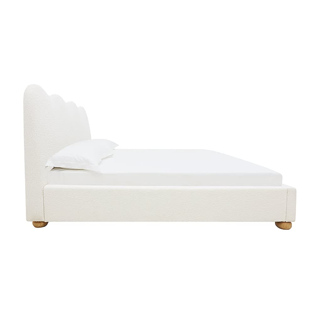 Maeve Wave Boucle Bed Frame Ivory color Ivory