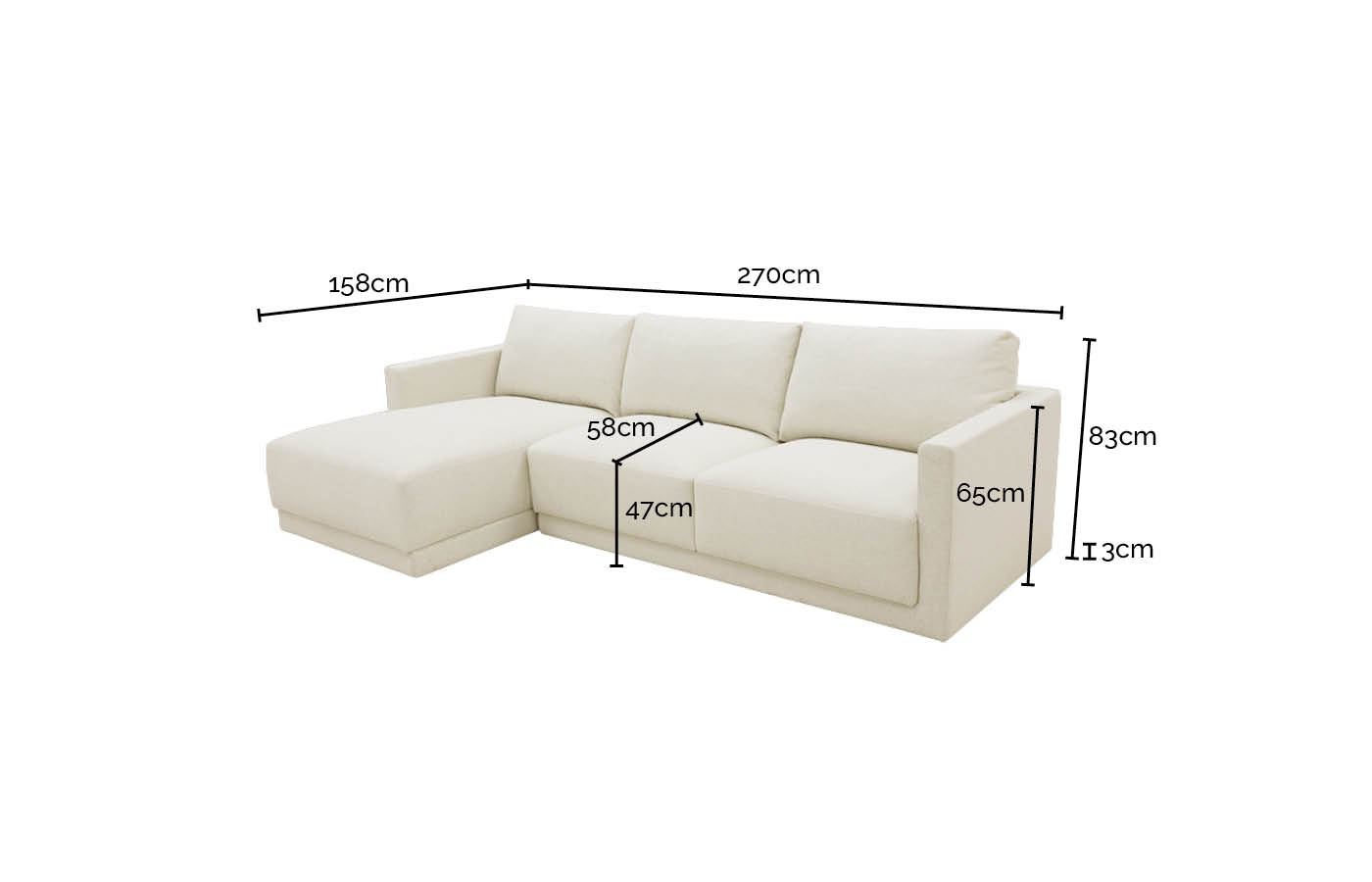 Haven Apt Noa Desert Chaise Sofa color Noa Desert