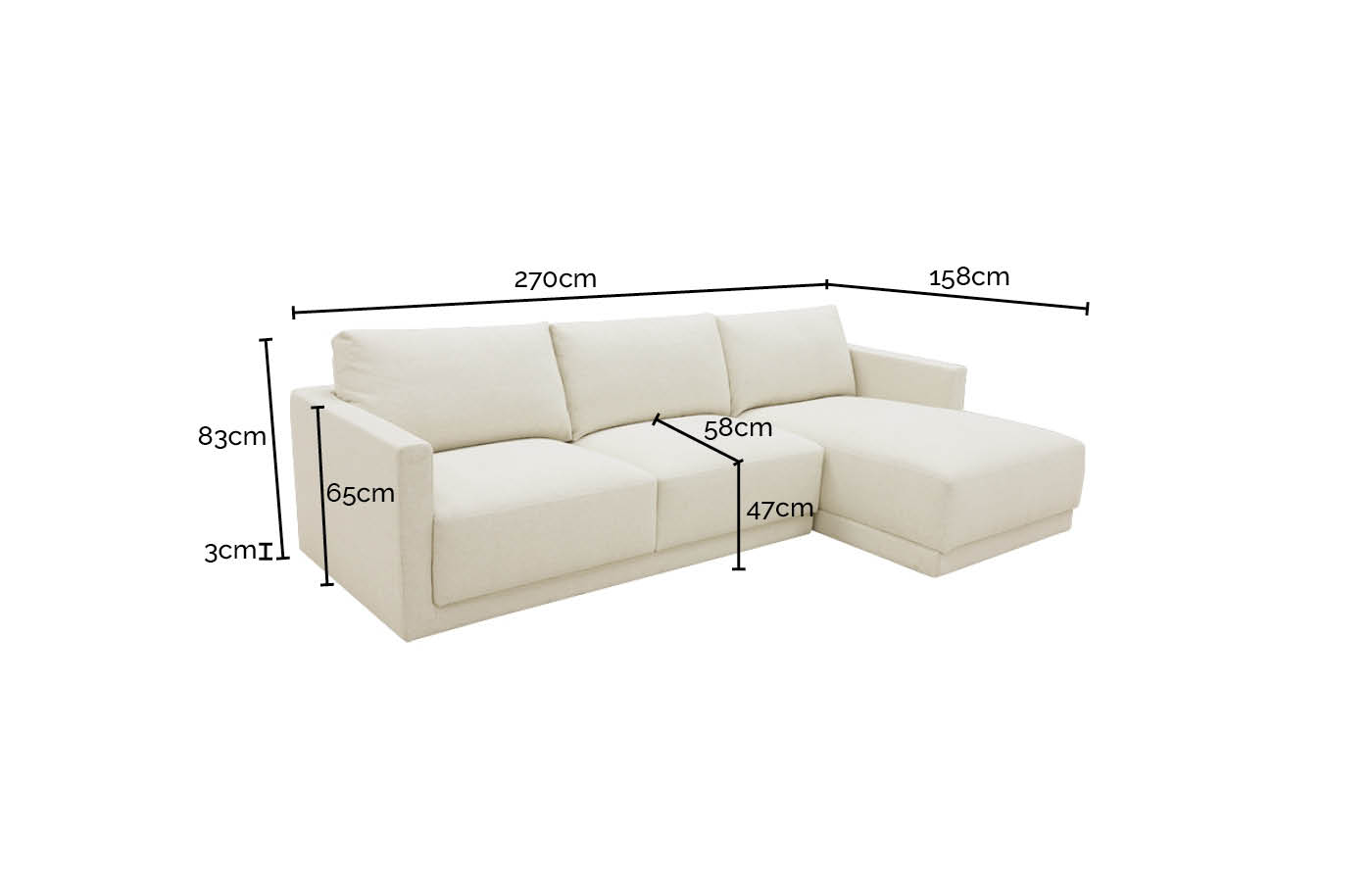 Haven Apt Noa Desert Chaise Sofa color Noa Desert