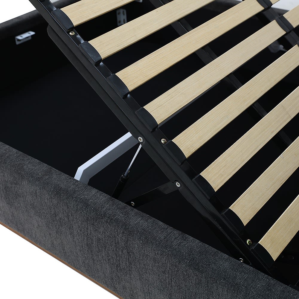 Haven Dark Gas Lift Bed California Charcoal King color California Charcoal