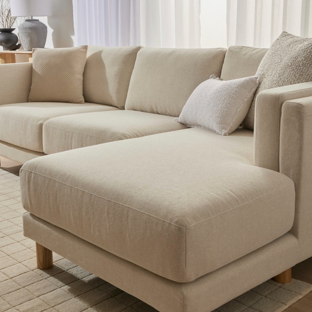 Hayes California Ivory Chaise Sofa - 3 Seater color California Ivory