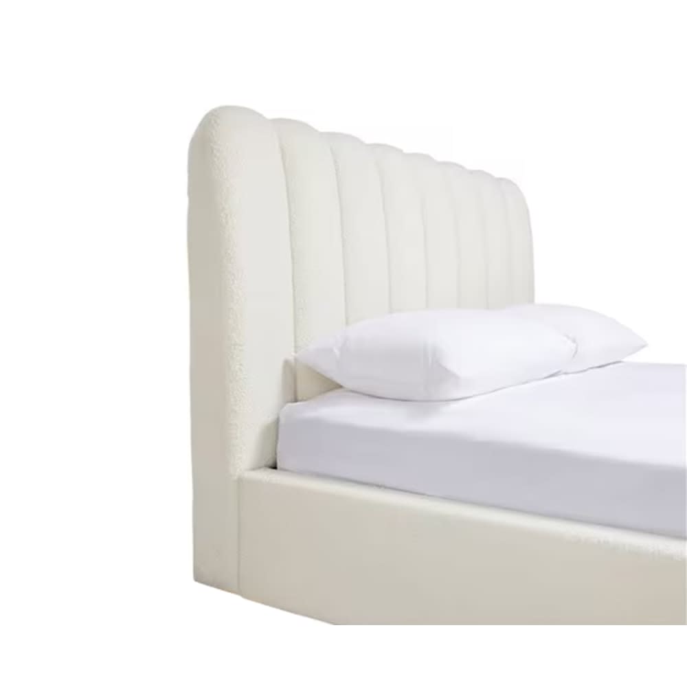 Maeve Boucle Bed Gas Lift Frame Ivory color Boucle Ivory
